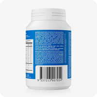 Conceive Plus Men's Fertility Support (FR) back label with visible barcode and detailed ingredient list in French and Dutch, showing vegan-friendly formula, dosage instructions, and supplement facts printed on blue and white bottle.