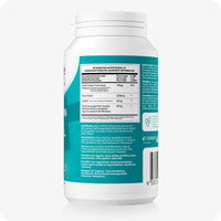 For Conceive Plus Ovulation Pack - Fertility + Ovulation Support (FR), image of nutritional facts panel of Women Ovulation Support bottle with a teal label, showing dosage information for Myo-Inositol, CoQ10, folic acid, and ginger extract, along with multilingual ingredient listings and vegan certification details.